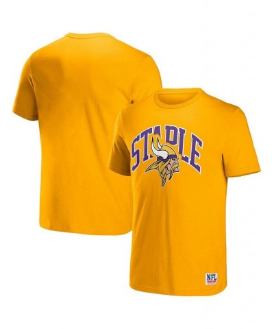 Men's NFL X Staple Yellow Minnesota Vikings Lockup Logo Short Sleeve T-shirt $17.59 T-Shirts