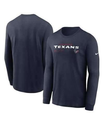 Men's Navy Houston Texans Infograph Lock Up Performance Long Sleeve T-shirt $31.89 T-Shirts