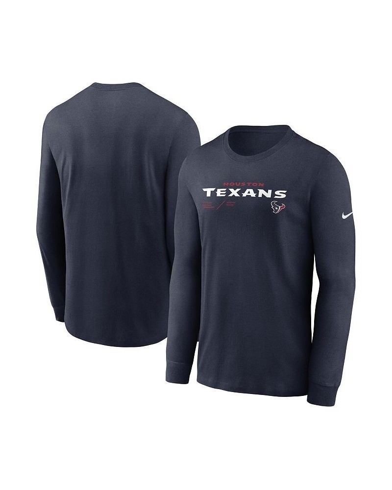 Men's Navy Houston Texans Infograph Lock Up Performance Long Sleeve T-shirt $31.89 T-Shirts