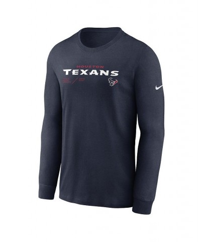 Men's Navy Houston Texans Infograph Lock Up Performance Long Sleeve T-shirt $31.89 T-Shirts