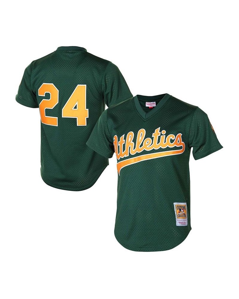 Men's Rickey Henderson Green Oakland Athletics 1998 Cooperstown Mesh Batting Practice Jersey $40.70 Jersey