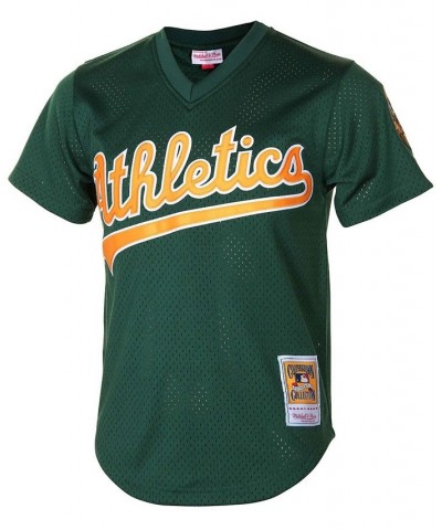 Men's Rickey Henderson Green Oakland Athletics 1998 Cooperstown Mesh Batting Practice Jersey $40.70 Jersey