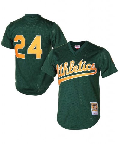 Men's Rickey Henderson Green Oakland Athletics 1998 Cooperstown Mesh Batting Practice Jersey $40.70 Jersey