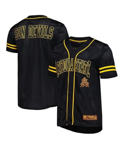 Men's Black Arizona State Sun Devils Free Spirited Mesh Button-Up Baseball Jersey $26.10 Jersey