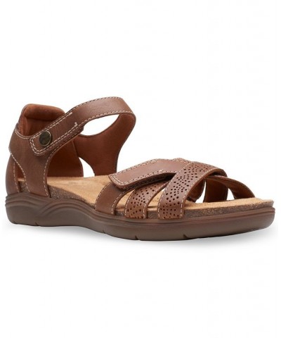 Women's April Poppy Crisscross Strappy Sandals Brown $41.60 Shoes