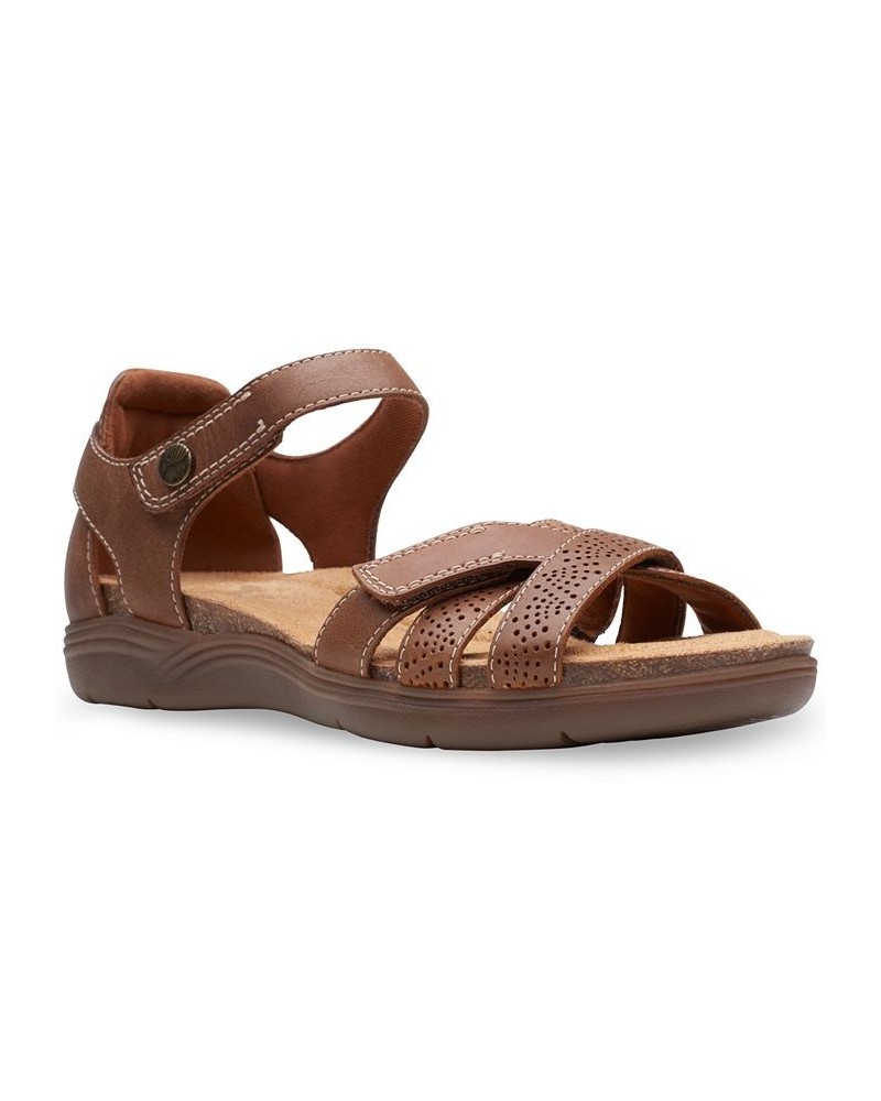 Women's April Poppy Crisscross Strappy Sandals Brown $41.60 Shoes