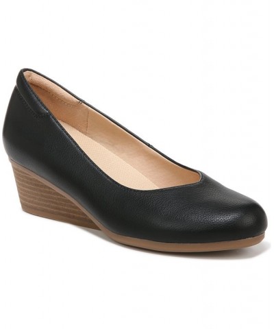 Women's Be Ready Wedge Pumps Black Faux Leather $41.60 Shoes