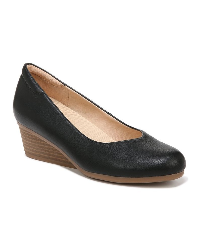 Women's Be Ready Wedge Pumps Black Faux Leather $41.60 Shoes