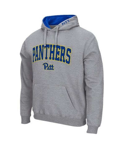 Men's Heathered Gray Pitt Panthers Arch & Logo 3.0 Pullover Hoodie $34.19 Sweatshirt