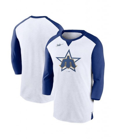 Men's White, Royal Seattle Mariners Rewind 3/4-Sleeve T-shirt $23.10 T-Shirts