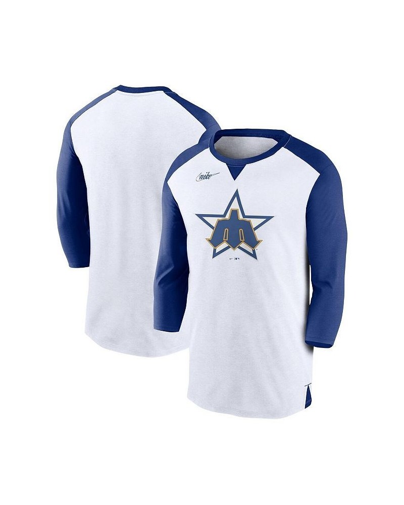 Men's White, Royal Seattle Mariners Rewind 3/4-Sleeve T-shirt $23.10 T-Shirts