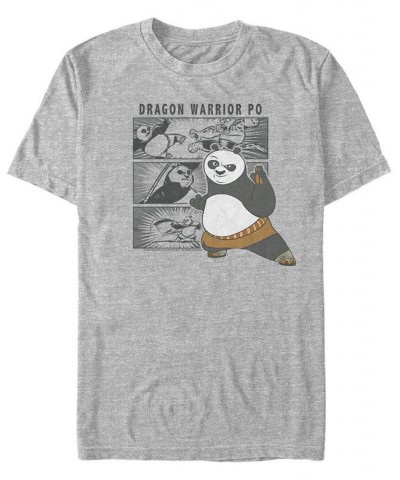 Kung Fu Panda Men's Dragon Warrior Po Panels Short Sleeve T-Shirt Gray $19.24 T-Shirts