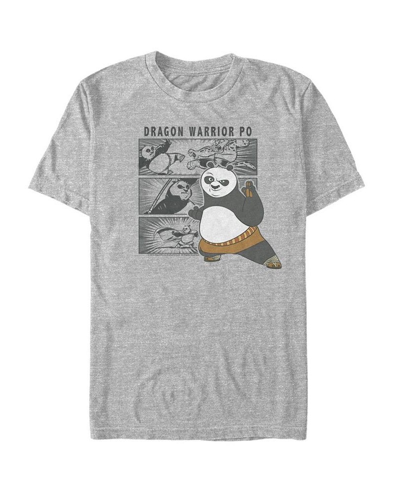 Kung Fu Panda Men's Dragon Warrior Po Panels Short Sleeve T-Shirt Gray $19.24 T-Shirts