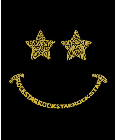 Men's Word Art Crewneck Rockstar Smiley Sweatshirt Black $24.50 Sweatshirt