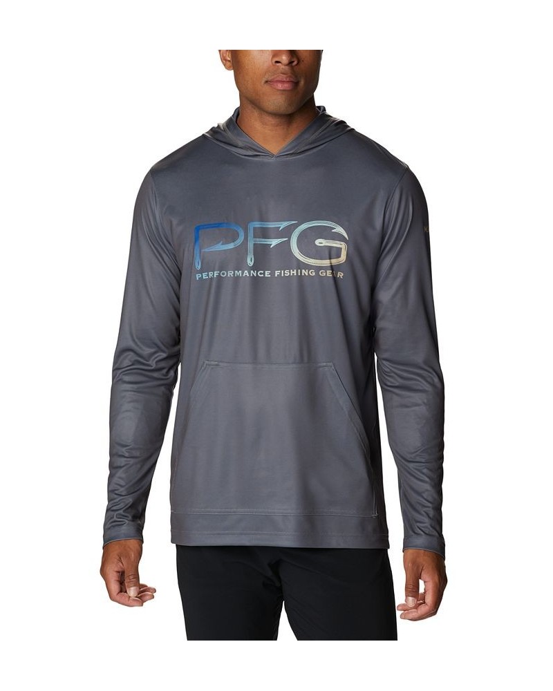 Men's Terminal Tackle PFG™ Hooks Moisture-Wicking UPF 50 Logo-Print Hoodie Gray $33.80 Sweatshirt