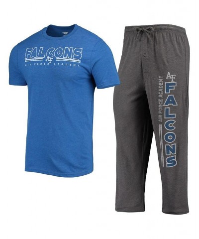 Men's Heathered Charcoal and Royal Air Force Falcons Meter T-shirt and Pants Sleep Set $28.70 Pajama