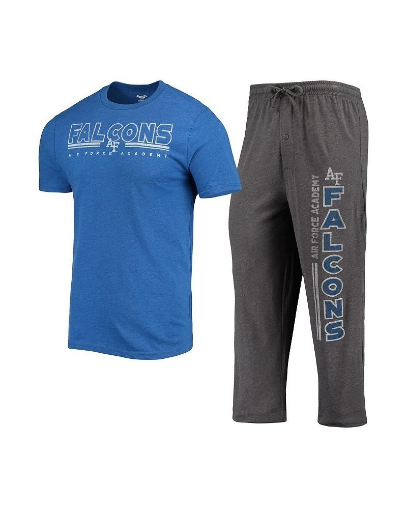 Men's Heathered Charcoal and Royal Air Force Falcons Meter T-shirt and Pants Sleep Set $28.70 Pajama