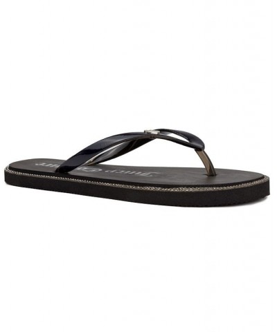 Women's Sparks Flat Thong Sandals Black $20.40 Shoes