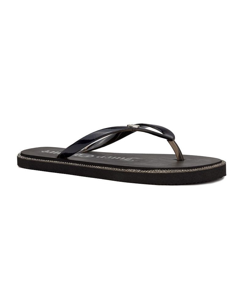 Women's Sparks Flat Thong Sandals Black $20.40 Shoes