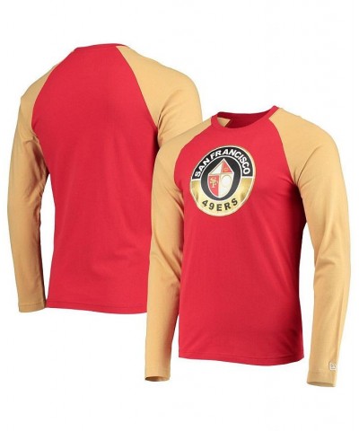 Men's Scarlet, Gold San Francisco 49ers League Raglan Throwback Long Sleeve T-shirt $21.99 T-Shirts