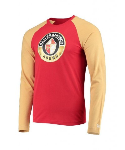 Men's Scarlet, Gold San Francisco 49ers League Raglan Throwback Long Sleeve T-shirt $21.99 T-Shirts