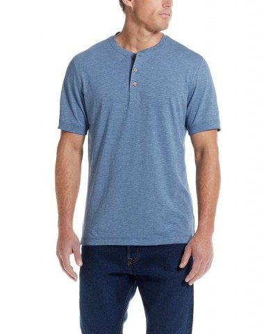 Men's Short Sleeve Melange Henley T-shirt PD04 $16.96 T-Shirts