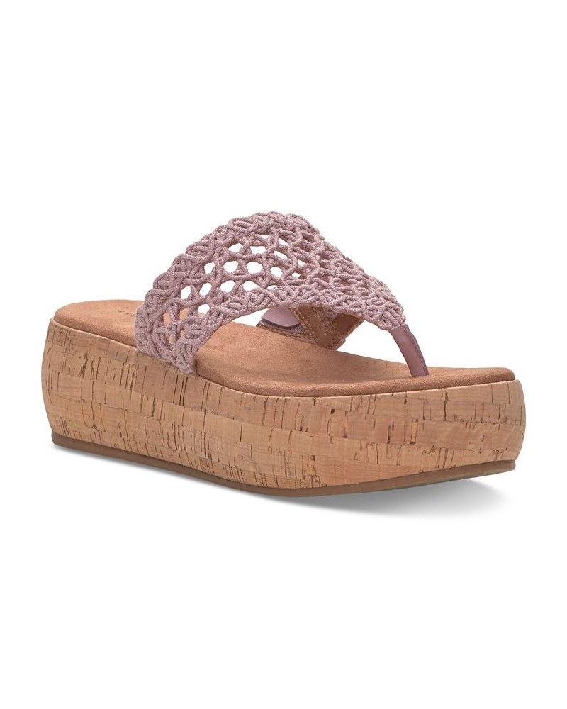 Women's Jaslene Crochet Platform Sandals Purple $53.46 Shoes