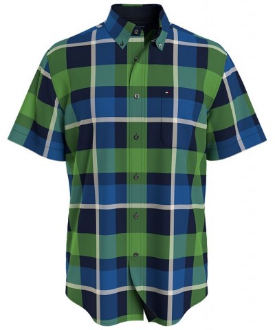 Men's Classic Fit Oxford Tartan Shirt Blue $29.20 Shirts