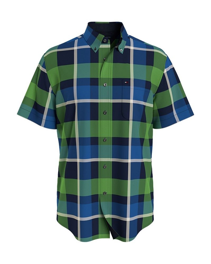 Men's Classic Fit Oxford Tartan Shirt Blue $29.20 Shirts