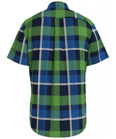 Men's Classic Fit Oxford Tartan Shirt Blue $29.20 Shirts