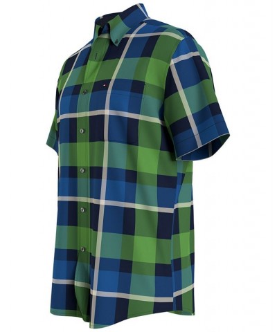 Men's Classic Fit Oxford Tartan Shirt Blue $29.20 Shirts