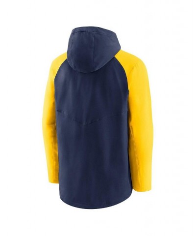 Men's Navy and Gold Milwaukee Brewers Authentic Collection Full-Zip Hoodie Performance Jacket $48.60 Jackets