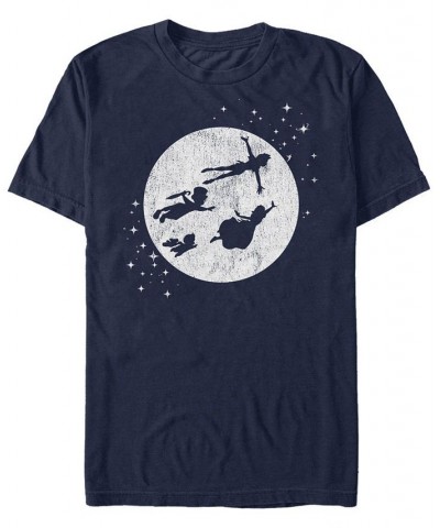 Disney Men's Peter Pan Darling Kids Flying Moon Silhouette Short Sleeve T-Shirt Blue $15.40 T-Shirts