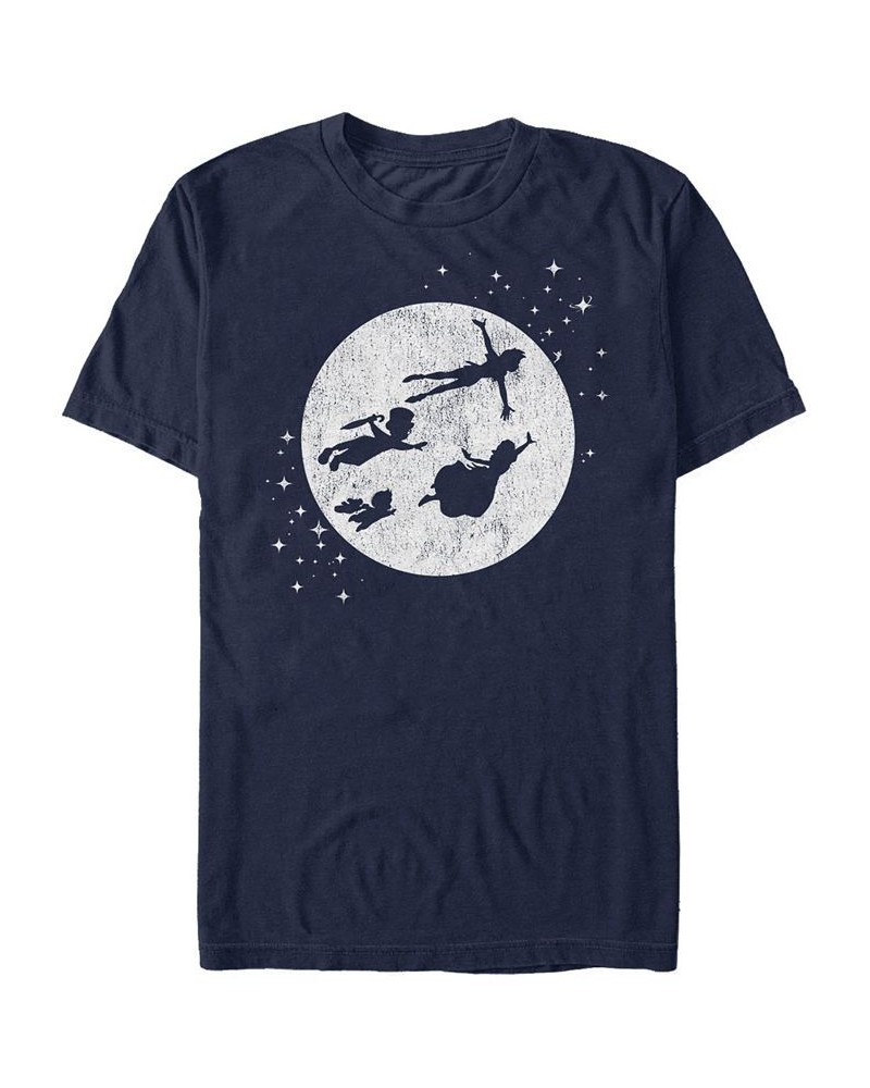 Disney Men's Peter Pan Darling Kids Flying Moon Silhouette Short Sleeve T-Shirt Blue $15.40 T-Shirts