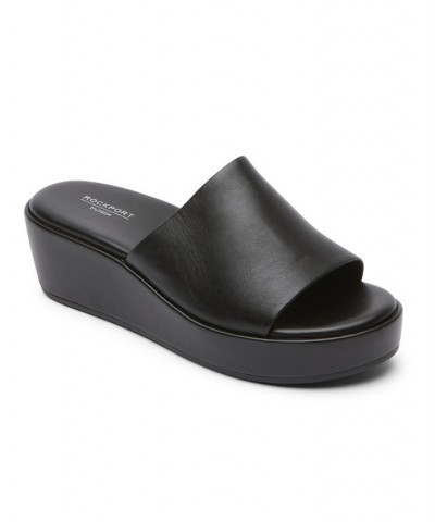 Women's Aubriella Slide Platform Sandal Black $41.60 Shoes