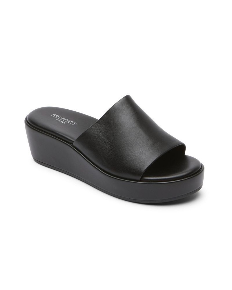 Women's Aubriella Slide Platform Sandal Black $41.60 Shoes