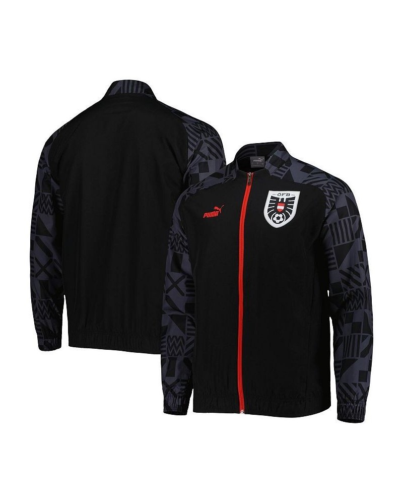 Men's Black Austria National Team Pre-Match Raglan Full-Zip Training Jacket $52.99 Jackets