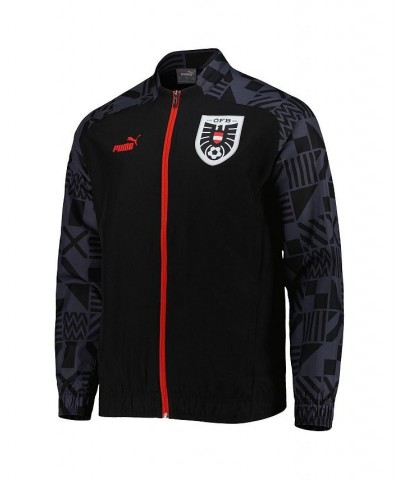 Men's Black Austria National Team Pre-Match Raglan Full-Zip Training Jacket $52.99 Jackets