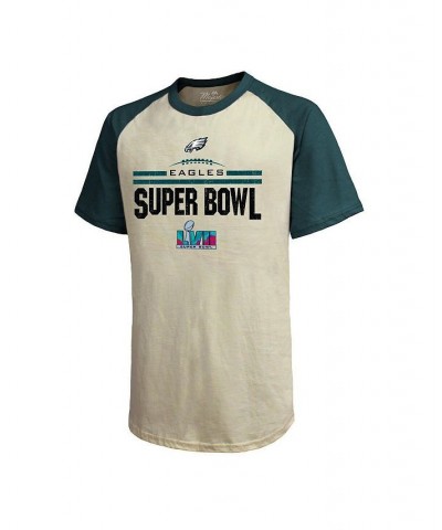 Men's Threads Cream, Midnight Green Philadelphia Eagles Super Bowl LVII Goal Line Stand Raglan T-shirt $24.20 T-Shirts