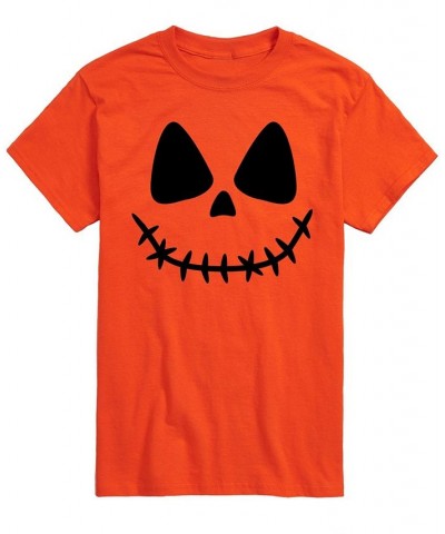 Men's Skull Face Classic Fit T-shirt Orange $15.40 T-Shirts