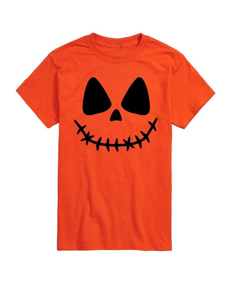 Men's Skull Face Classic Fit T-shirt Orange $15.40 T-Shirts