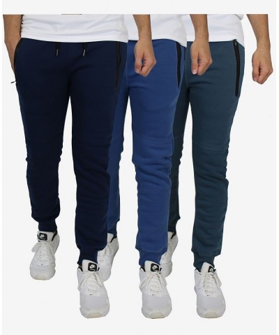 Men's Slim Fit Fleece Jogger Sweatpants with Heat Seal Zipper Pockets, Pack of 3 Navy, Heather Gray, Blue $40.05 Pants