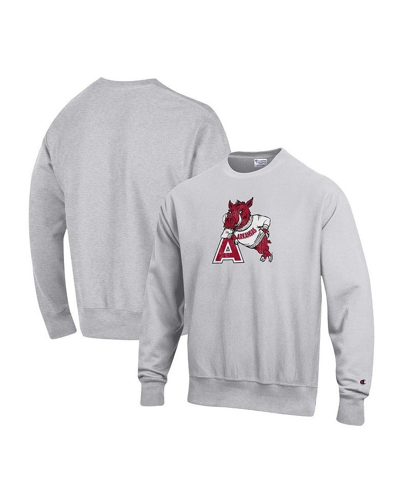 Men's Heathered Gray Arkansas Razorbacks Vault Logo Reverse Weave Pullover Sweatshirt $39.10 Sweatshirt