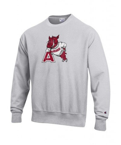 Men's Heathered Gray Arkansas Razorbacks Vault Logo Reverse Weave Pullover Sweatshirt $39.10 Sweatshirt