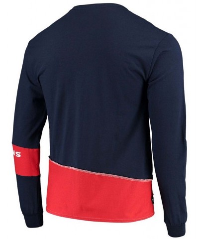 Men's Navy, Red Houston Texans Upcycled Angle Long Sleeve T-shirt $20.40 T-Shirts