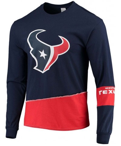 Men's Navy, Red Houston Texans Upcycled Angle Long Sleeve T-shirt $20.40 T-Shirts