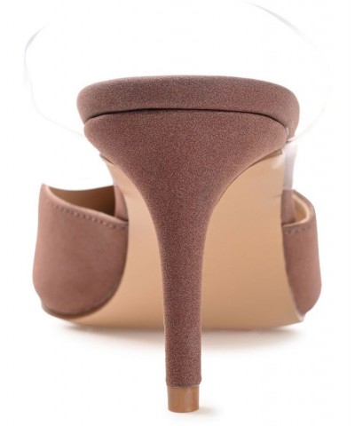 Women's Ollie Lucite Strap Heels Tan $39.90 Shoes