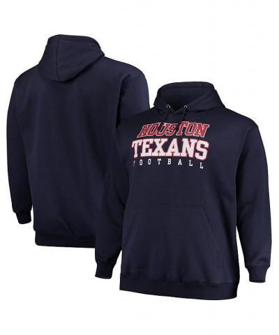 Men's Navy Houston Texans Big and Tall Stacked Pullover Hoodie $36.00 Sweatshirt