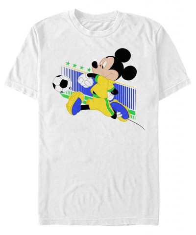 Men's Brazil Kick Short Sleeve Crew T-shirt White $17.15 T-Shirts