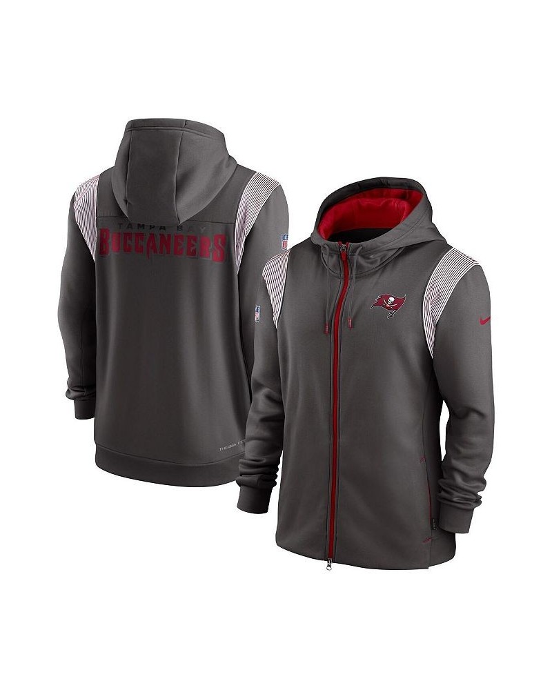 Men's Pewter Tampa Bay Buccaneers Performance Sideline Lockup Full-Zip Hoodie $39.69 Sweatshirt